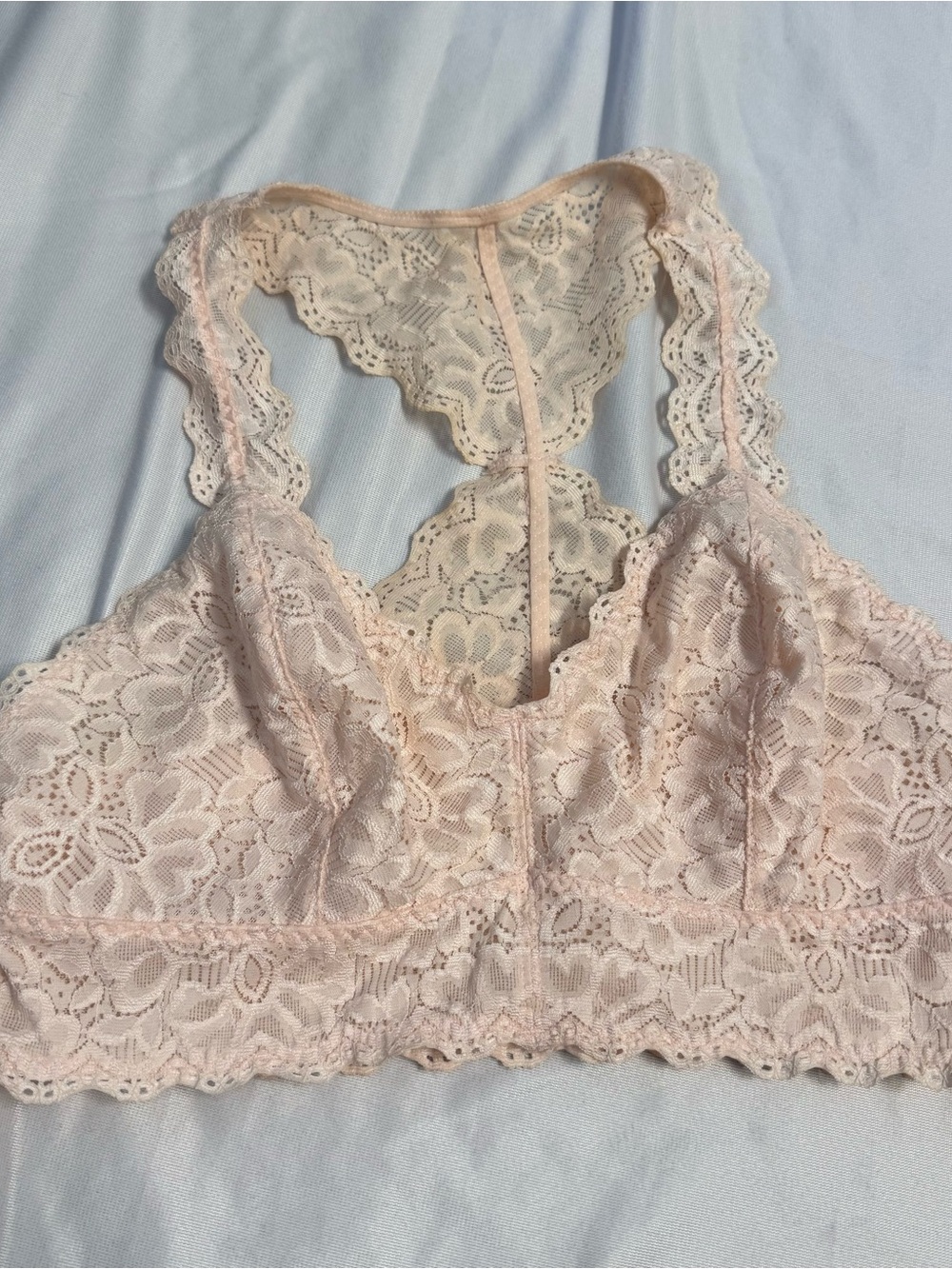 Delicate Lace Racerback Bralette in Light Blush